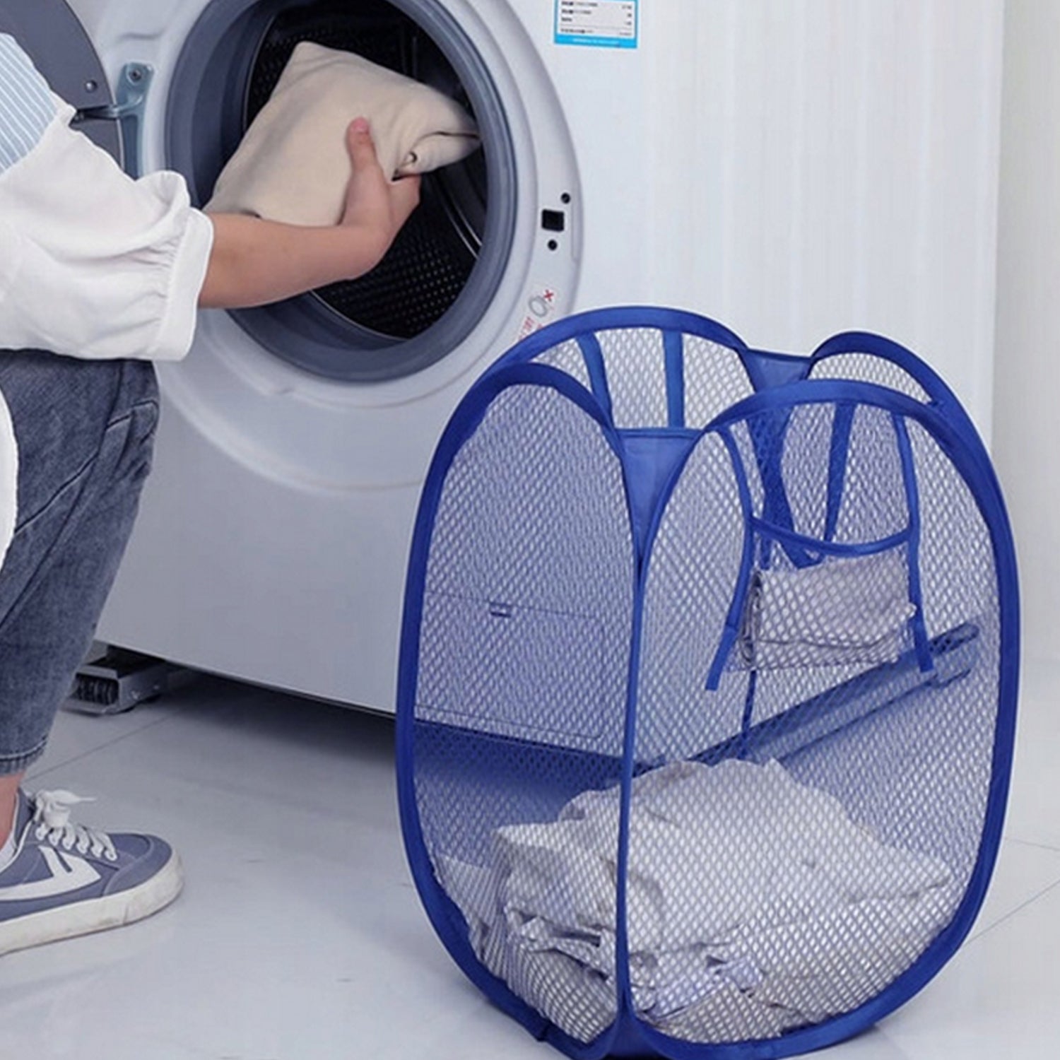 Foldable Collapsible Mesh Laundry Bag Pack Of 1 (Mix Color) Foldable Collapsible Mesh Laundry Bag Pack Of 1 (Mix Color)